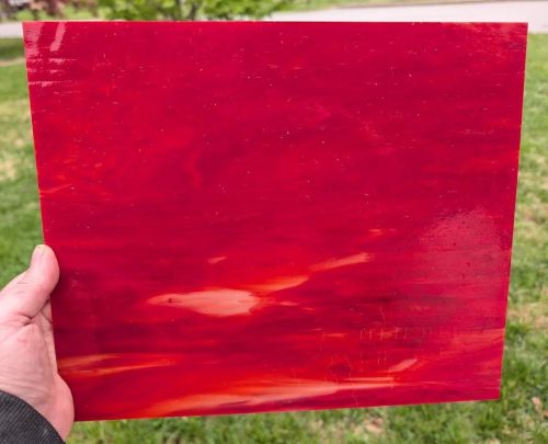 Kokomo More Red & Opal Stained Glass Sheet, 10x12"