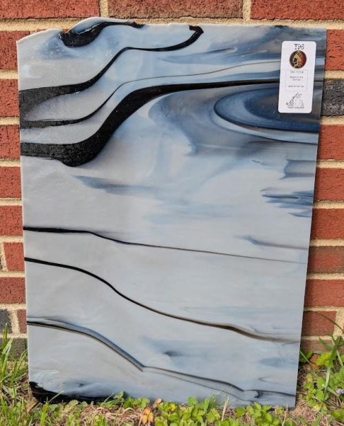 Youghiogheny Modern Art D Elephant Gray and Black Fusible Stained Glass Sheet, COE 96, Y96-7313M, 9x12"