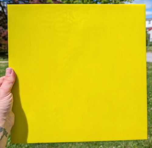 Vintage, Original Armstrong Dense Yellow Opalescent Stained Glass Sheet, 77SO, 12x12"