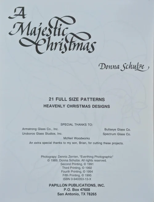 Vintage A Majestic Christmas by Donna Schulze Stained Glass Pattern Book