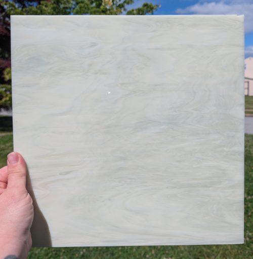 Vintage, Original Armstrong Pale Amber and White Wispy Stained Glass Sheet, 12x12"