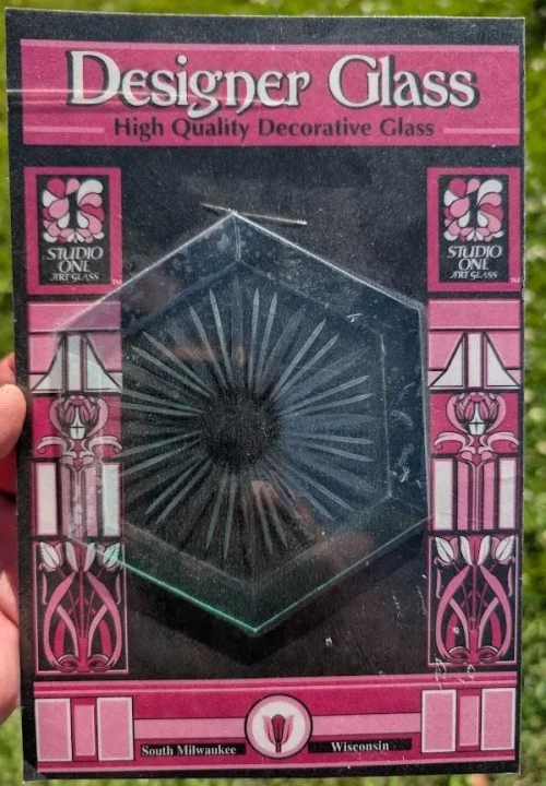 Designer Glass Hand Engraved Decorative Starburst Hexagon Bevel for Stained Glass