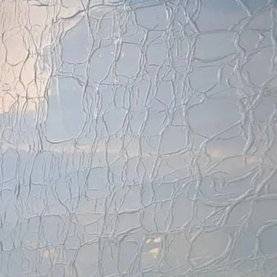 Lamberts Mouthblown White Opal on Clear Flashed Crackle Stained Glass Sheet, 1064OP/CLCR, 8x11.25"