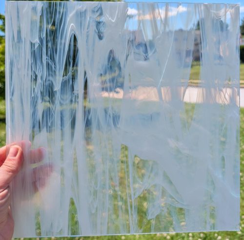Original Spectrum White Wispy Stained Glass Sheet, 309