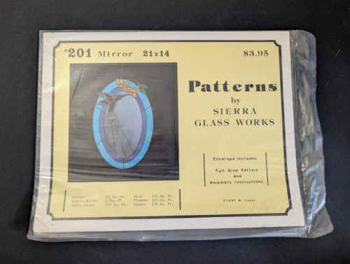 Vintage Hummingbird Mirror Stained Glass Patter #201 by Sierra Glass Works