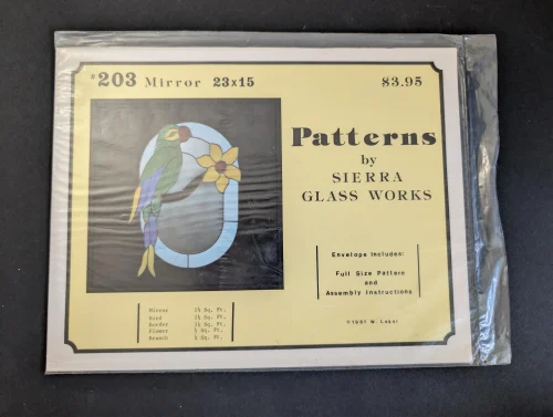 Vintage Parrot Mirror Stained Glass Patter #203 by Sierra Glass Works