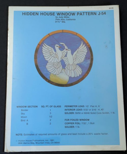 Vintage 1981 Hidden House by Judy Miller Window Pattern Birds J-54 Stained Glass Pattern