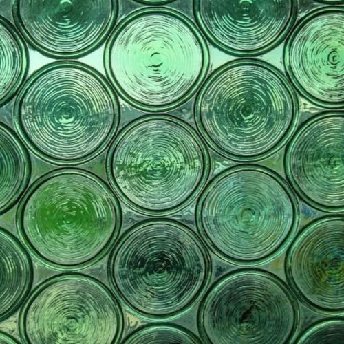 Hard to Find Vintage Green Butzenglas Orbit Bottle Bottom Architectural Stained Glass Sheet