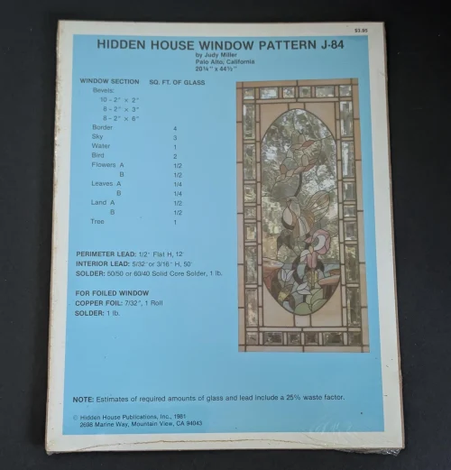 Vintage Hidden House by Judy Miller Window Pattern J-84 Stained Glass Pattern