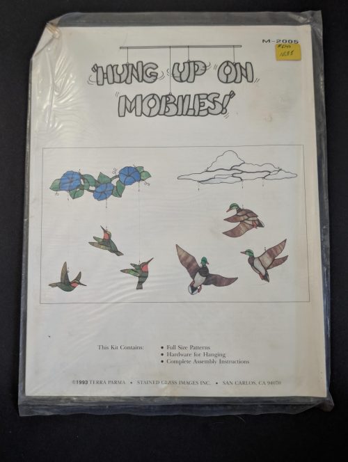 Vintage Hung up on Mobiles Hummingbird and Duck Stained Glass Pattern Mobile Kit with Hangers
