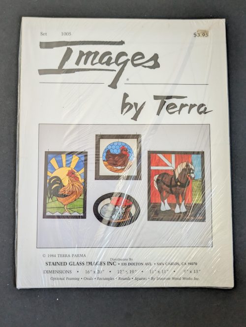 Vintage 1984 Images by Terra Horse, Chickens, Cat Stained Glass Patterns,  Set 1005