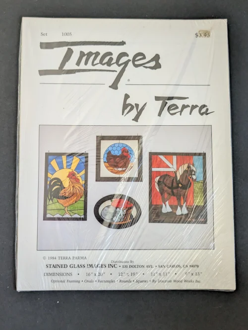 Vintage 1984 Images by Terra Horse, Chickens, Cat Stained Glass Patterns,  Set 1005