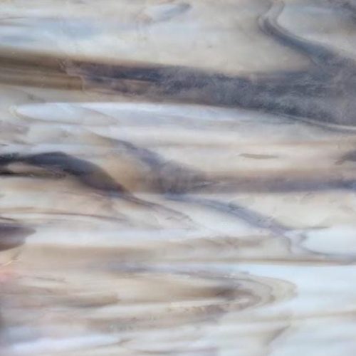 Bullseye Glass White Opal, Dark Brown Streaky Stained Glass Sheet, 2109, 8.5x10"