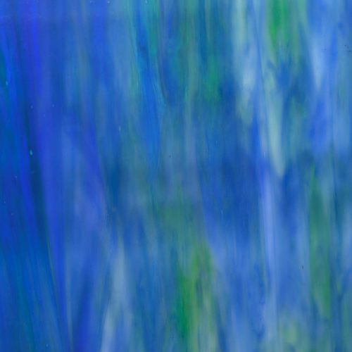 Wissmach Dark Blue & Medium Green Opalescent Stained Glass Sheet, 197D