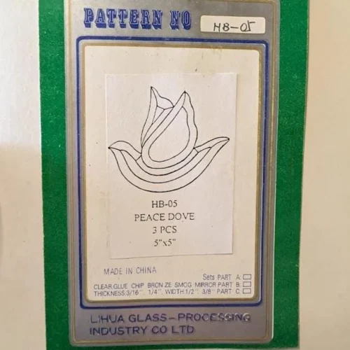 Lihua Glass Peace Dove Bevel Cluster for Stained Glass, HB05, 5x5"