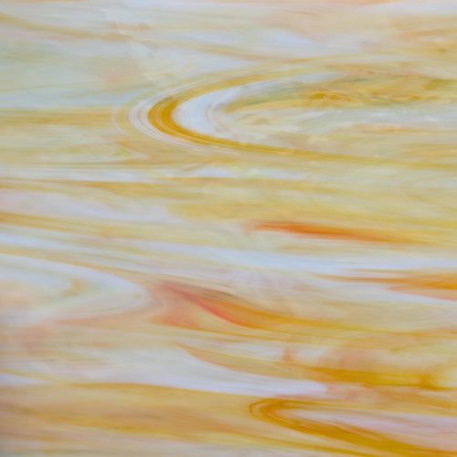Oceanside "Inferno" Corsica Clear/White/Orange/Yellow Stained Glass Sheet, COE 96
