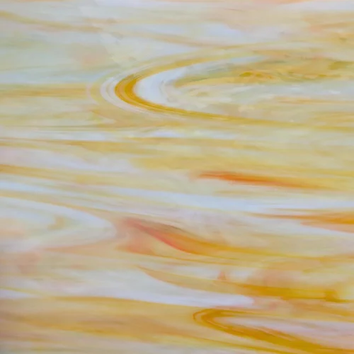 Oceanside "Inferno" Corsica Clear/White/Orange/Yellow Stained Glass Sheet, COE 96