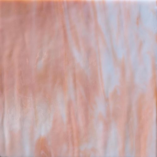 Vintage 2006 Bullseye White, Salmon Pink Opalescent Fusible Stained Glass Sheet, COE90, 2305-00