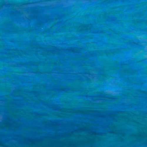 Kokomo Iridized Medium Blue Opalume & Royal Blue Opal Stained Glass Sheet, 10x12"