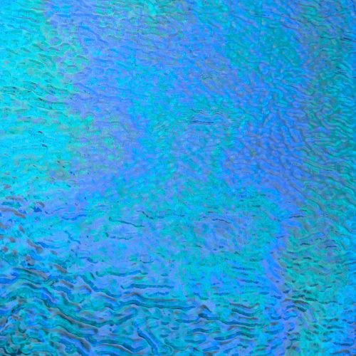 Wissmach Iridized Ice Blue Ripple Stained Glass Sheet, 10.5x10.5"