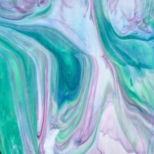 Special Production Youghiogheny Green, Purple, White Streaky Stained Glass Sheet, 12x12"